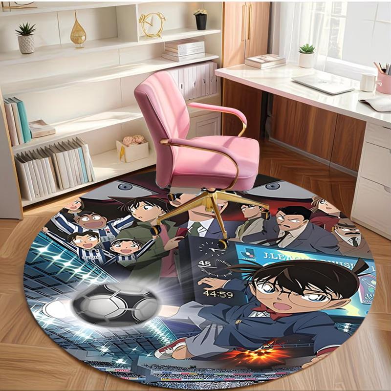 Detective Conan Print Round Rug, Washable Floor Carpet, For Entryway Dorm Laundry Room Office Study, Home Decor Birthday Christmas Gift