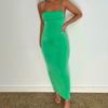 Сексуальное платье макси с открытой спиной на тонких бретельках, зеленое облегающее платье для женщин, модные летние клубные платья для вечеринок 20960