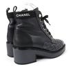 Excellent CHANEL Ankle boots Logo Matelasse F Pearl Lace-up Women 37 G38514 Used