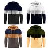 Осень-зима мужская толстовка с цветными блоками с капюшоном на шнурке с длинными рукавами эластичный мягкий толстый теплый спортивный топ средней длины