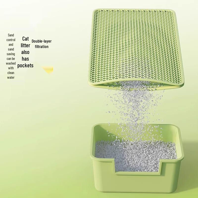 Extra Large Double Layer Cat Litter Mat - Anti-Splash & Sand Control