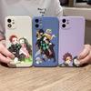 Чехол для телефона Demon Slayer для IPhone 14 11 12 13 Pro Max X XR XSMax 6 6S 7 8 Plus SE 2022, мягкий квадратный цветной чехол для телефона
