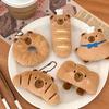 Bread Capybara Plush Toy Keychain Cartoon Capibara Soft Stuffed Doll Pendant Car Key Ring Backpack Bag Decor Kid Gift