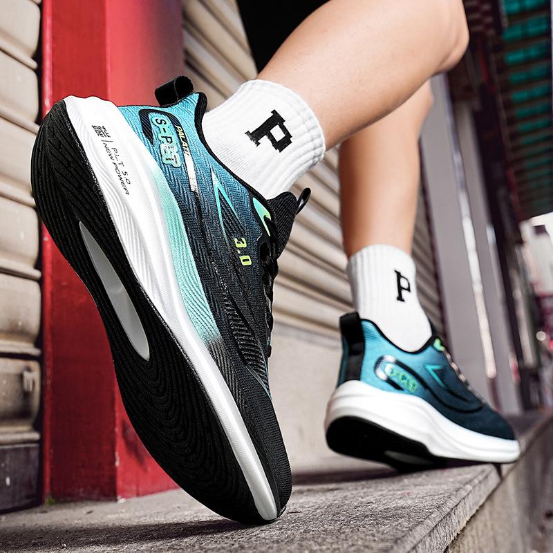 Guochao Full Palm Carbon Plate Youth Non-slip Wear-resistant Sports Shoes Male Students Youth Shock-absorbing Racing Running Shoes Tide