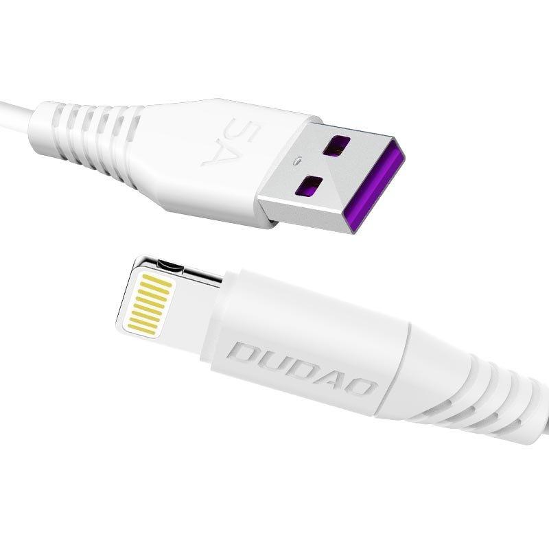 Dudao 5A USB to Lightning Cable, 2m, White - Fast Charging, Durable Design