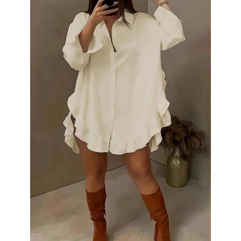 Женские модные повседневные весенне-осенние однотонные рубашки-поло с длинным рукавом и принтом, блузки и рубашки