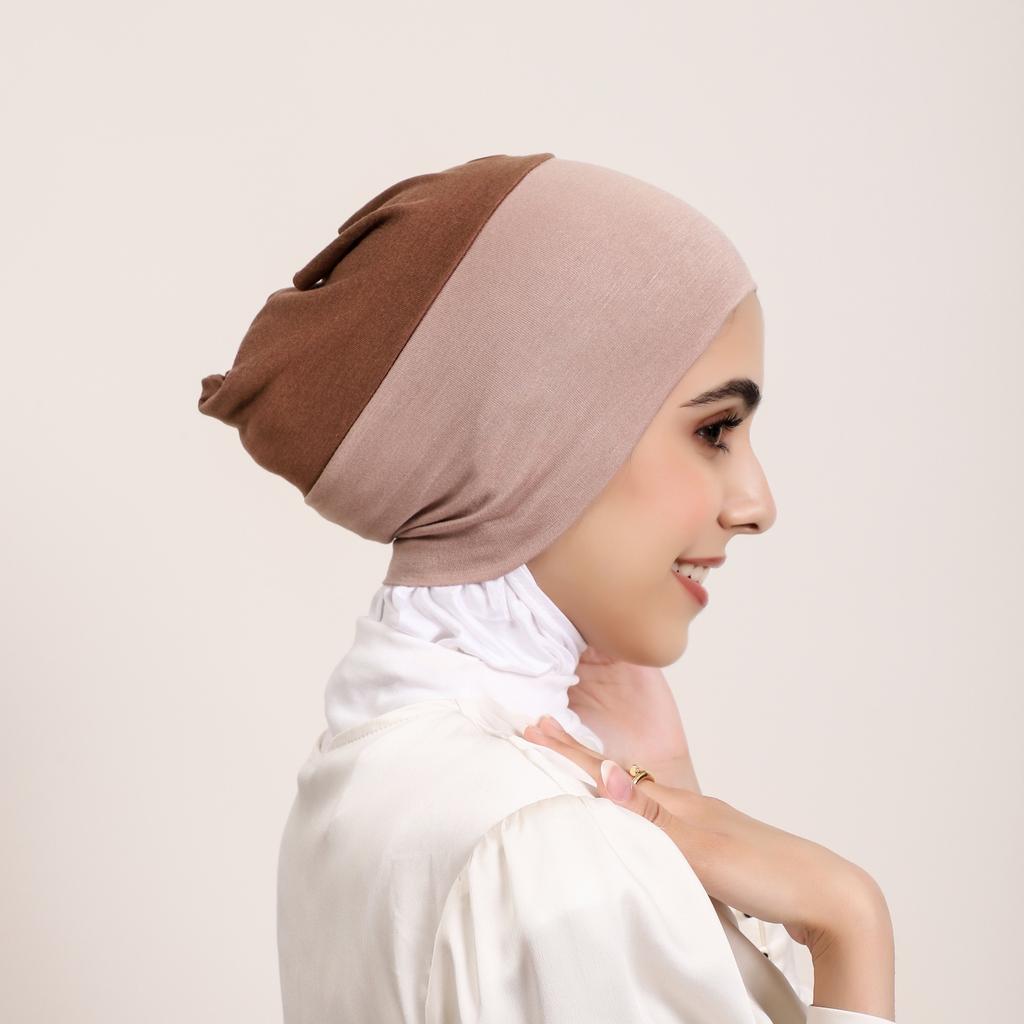 Fashion Double Color Inner Hijab Cap For Women Cotton Jersey Underscarf Hijab Undercap Islam Headscarf Wraps Turban Headband