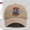 pc Game Over Skull Pattern Printed Baseball Cap with Skull Print Design Decorative Hat Comfortable and Lightweight Headwear