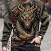Unisex Dragon Majesty 3D Printed Long Sleeve T-shirt Fashionable Stretchable Comfort Figure-Hugging Pullover Top