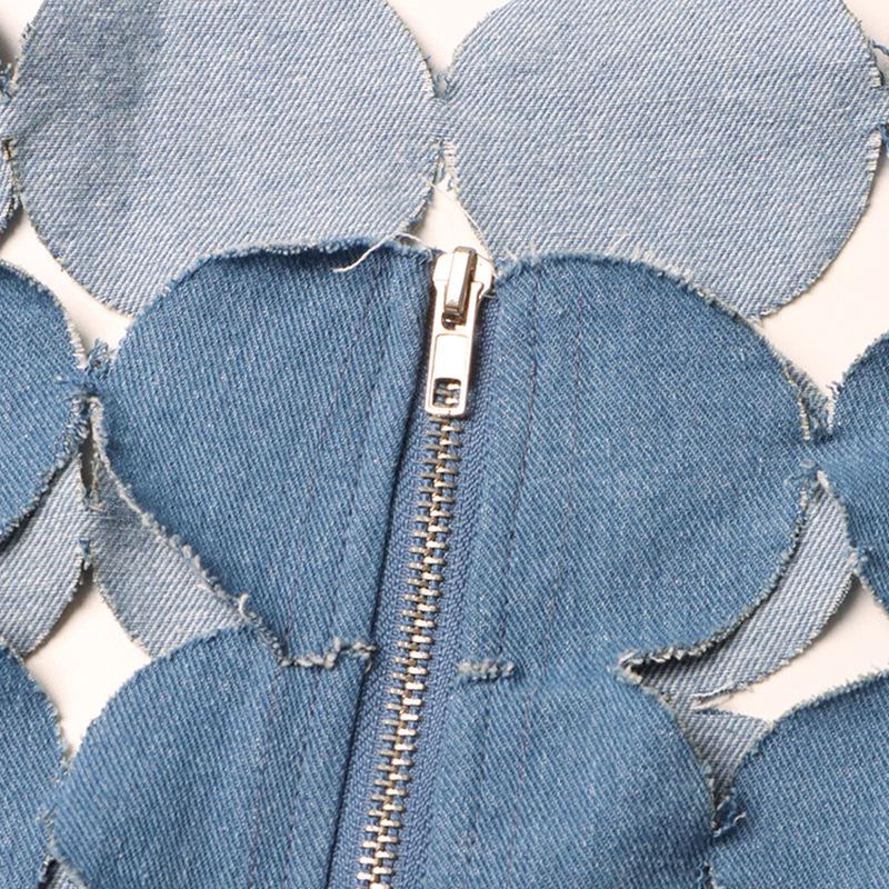 Spring 2025 Fashion: Sexy Blue Denim Tassel Suspender Dress for Women