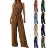 Women's Fashion Solid Color V Neck Sleeveless Strap Sexy Jumpsuit