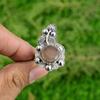 925 Sterling Silver Sunstone Gemstone Bezel Promise Flower Ethnic Stackable Ring