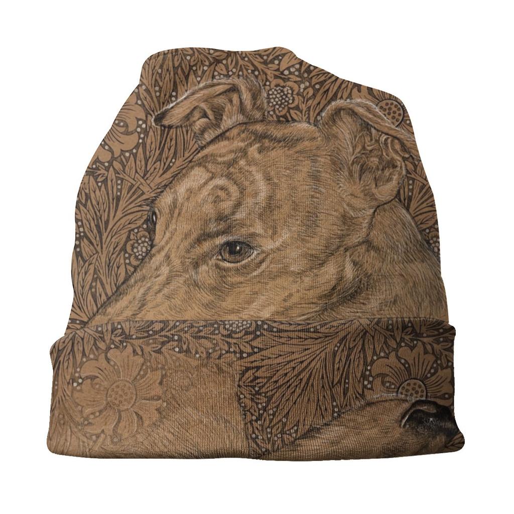 Greyhound On William Morris Marigolds Slouchy Beanie Hats Whippet Sihthound Dog Art Knitted Skullies Beanies Cap for Outdoor Ski