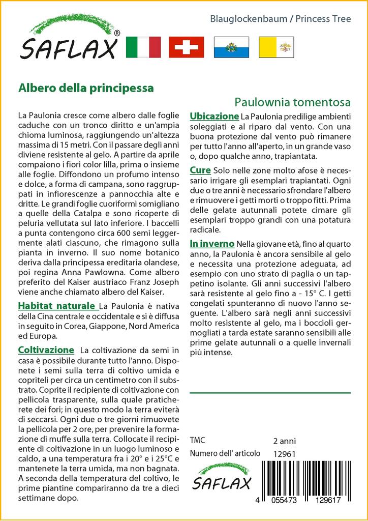 SAFLAX Подарочный набор - Дерево принцессы - 200 семян - С подарочной коробкой, карточкой, этикеткой и субстратом для горшков - Paulownia tomentosa