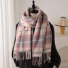 Korean Atmosphere Plaid JK Scarf, Adult Unisex Autumn Winter Thickened Warm Versatile Scarf with Tassels, Fashionable Casual Style