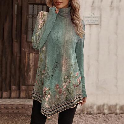 Женский пуловер с длинным рукавом и высоким воротником на весну и осень, свободная футболка, блузка, топ