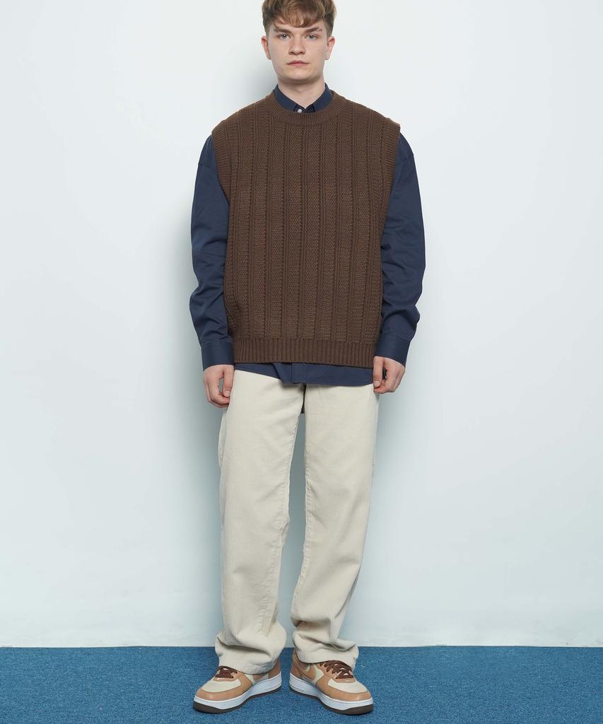 THE-ABON M508 Corduroy Wide Pants Cream
