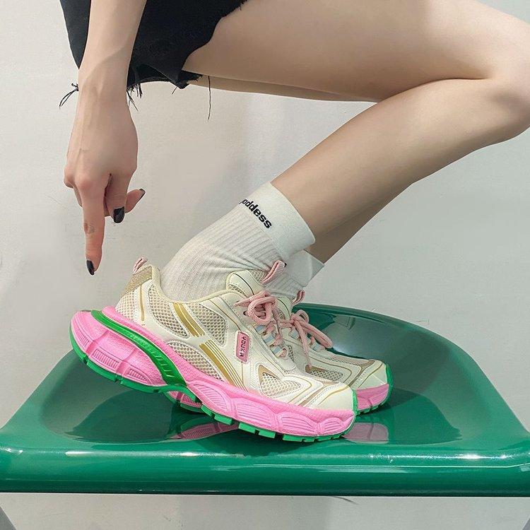 Daddy Shoes Women's Summer New Mesh Breathable Street Shot Fashion Colorblock Platform Sneaker Women