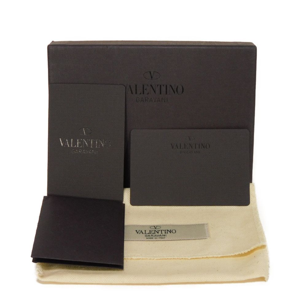 Used 8901 VLTN Logo Card Holder 2Y2P0576LVN 7946 Smooth Calfskin White Pass Case/Business Card Holder/Pass Case Black