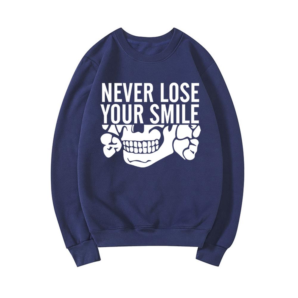 Толстовка Never Lose Your Smile Никогда не теряй свою улыбку Череп Смешная толстовка Мужчины Женщины Круглый вырез свитер Уличная одежда Пуловеры