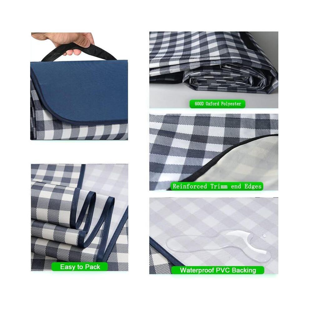 Picnic Blanket, 200 x 200cm Picnic Mat Waterproof and Sandproof Camping Mat, Large Portable Foldable Beach Mat for Travel Garden Tablecloth(Blue)