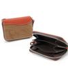 Round Mini Wallet Wallet Small Large Capacity Coin Case Genuine Leather Natural Wood Wood Leather Made In Japan Brick