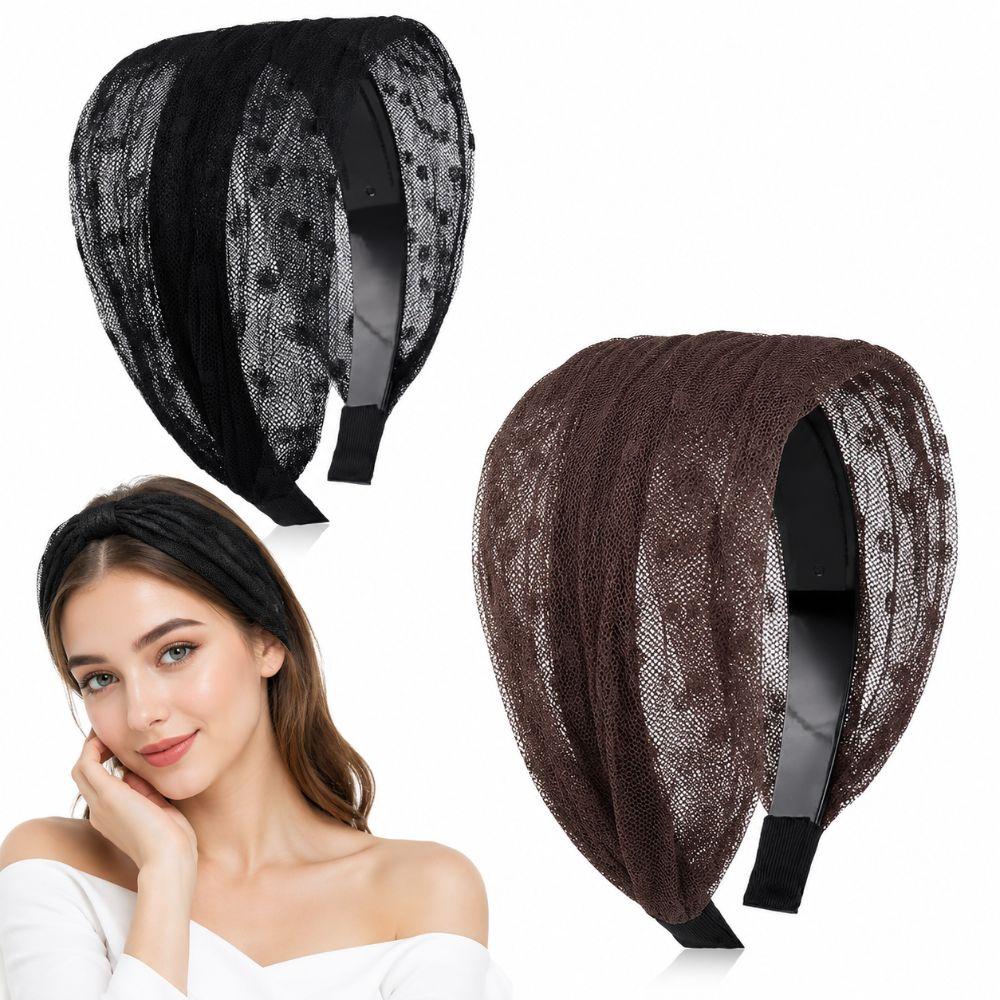 Elastic Wide Side Hair Hoop Hollow Women Lace Hairbands for Wash Face Use
