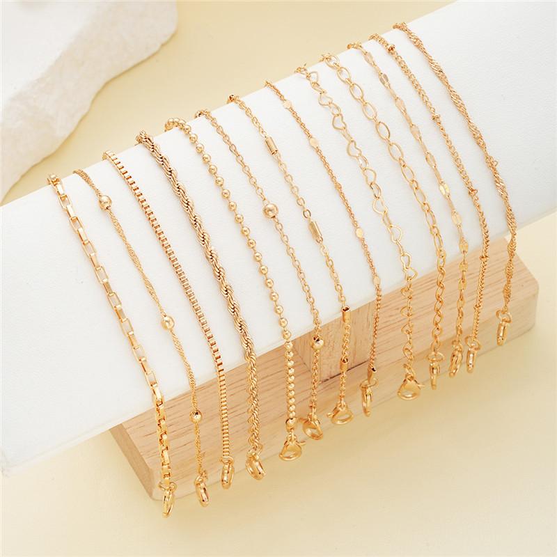 13 шт./комплект, новый набор металлических браслетов для женщин, бохо, ретро, толстые витые кубинские браслеты-цепочки, вечерние, универсальные, праздничные, модные украшения