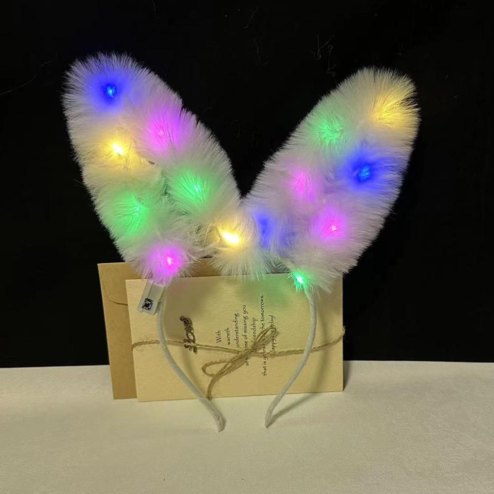 Funny Rabbit Ear Hairband LED Light Luminous Bunny Headband Cute Glowing Plush Headband  Bar