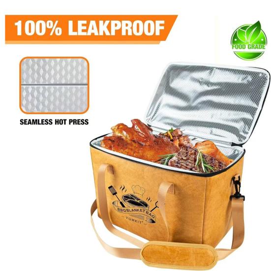 Изолированная сумка для отдыха мяса на барбекю, герметичный коврик-одеяло для барбекю с толстыми ручками, регулируемыми ремнями, лоток из алюминиевой фольги, аксессуар для гриля на открытом воздухе