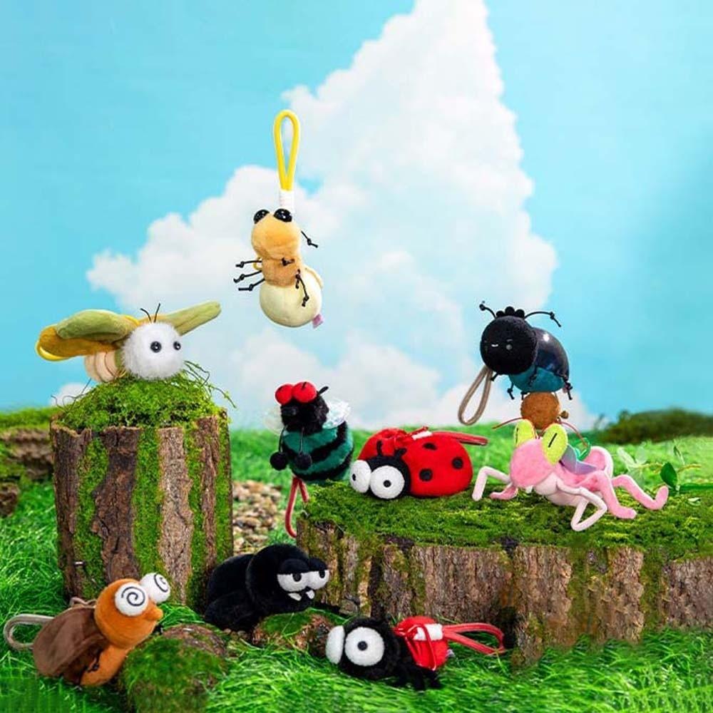 Ladybug Plush Insects Key Ring Cartoon Cockroach Key Chain Cute Moth Fly Pendant for Gifts