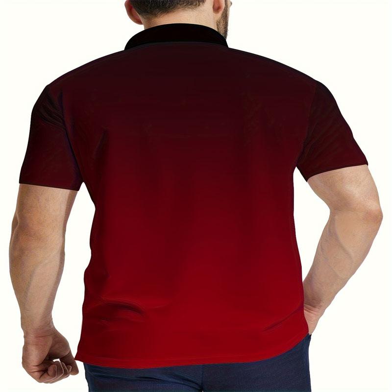 Мужская модная повседневная рубашка-поло с постепенным переходом цвета из полиэфирного волокна, обычная версия, подходит для лета