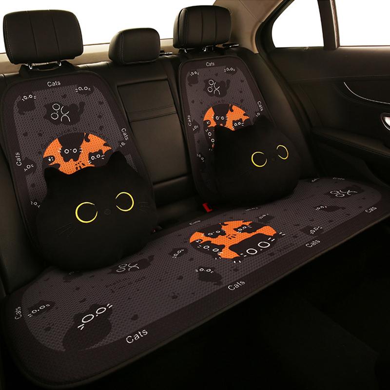 Cute Cartoon Car Seat Cushion Personality Cat Pattern Men's Women's Car Seat Cover Interior Accessories Four Seasonal Universal