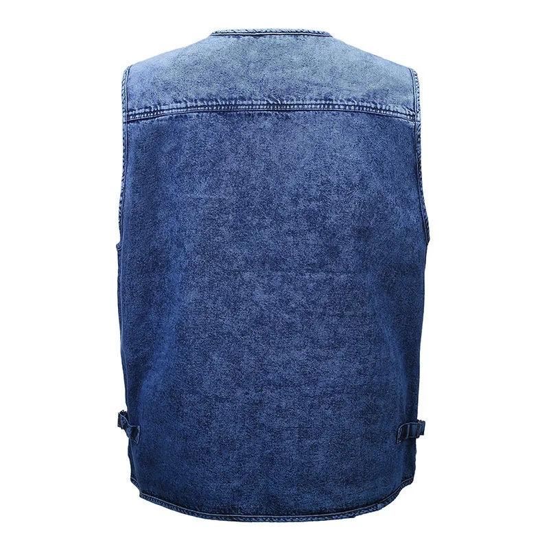 Мужская джинсовая майка больших размеров, облегающий топ без рукавов