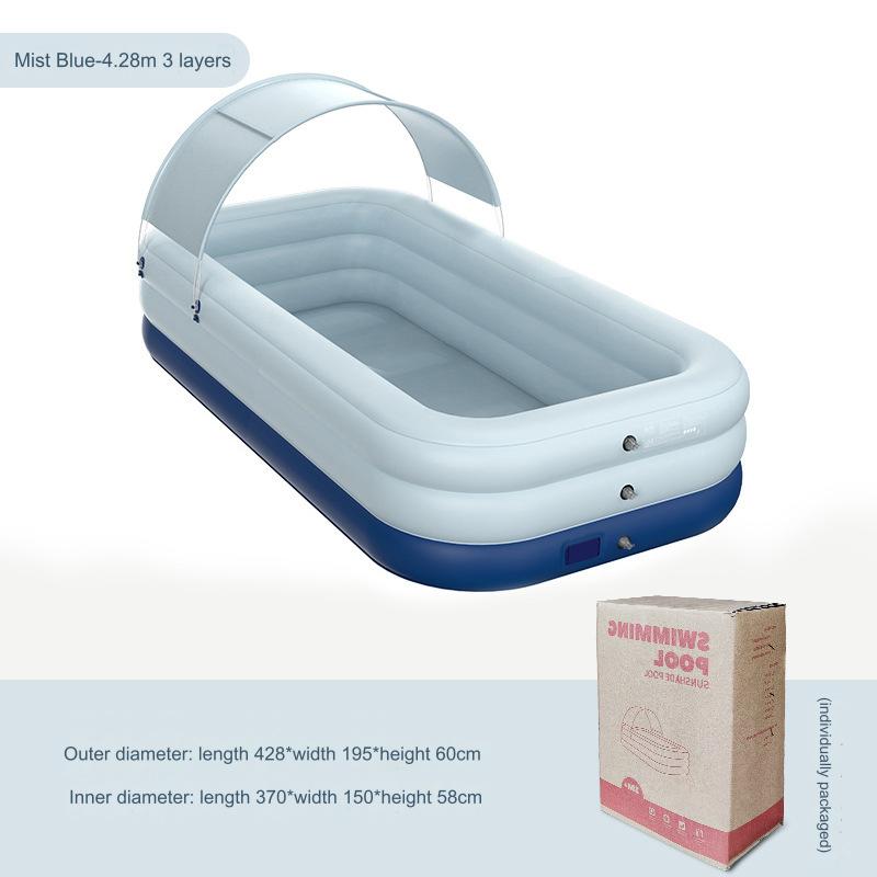 Надувной бассейн с навесом, Очень большой надувной семейный бассейн со встроенным насосом, работающим от батареек, для сада на открытом воздухе