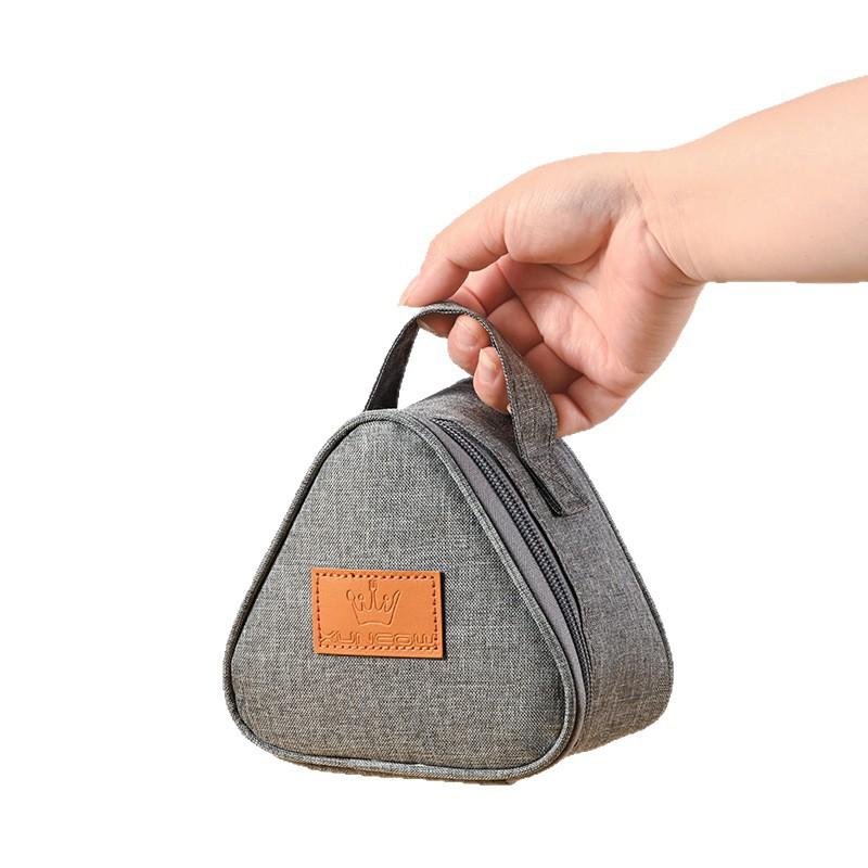2Pcs Triangle Insulated Lunch Bag Portable Rice Ball Sandwich Pouch Thermal Bento Carrier Mini Food Storage Tote