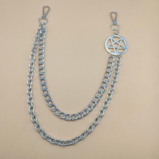 Цепочка для брюк в стиле панк, металлическая джинсовая цепочка, геометрическая цепочка на пояс в стиле хип-хоп со звездами, цепочка на пояс для