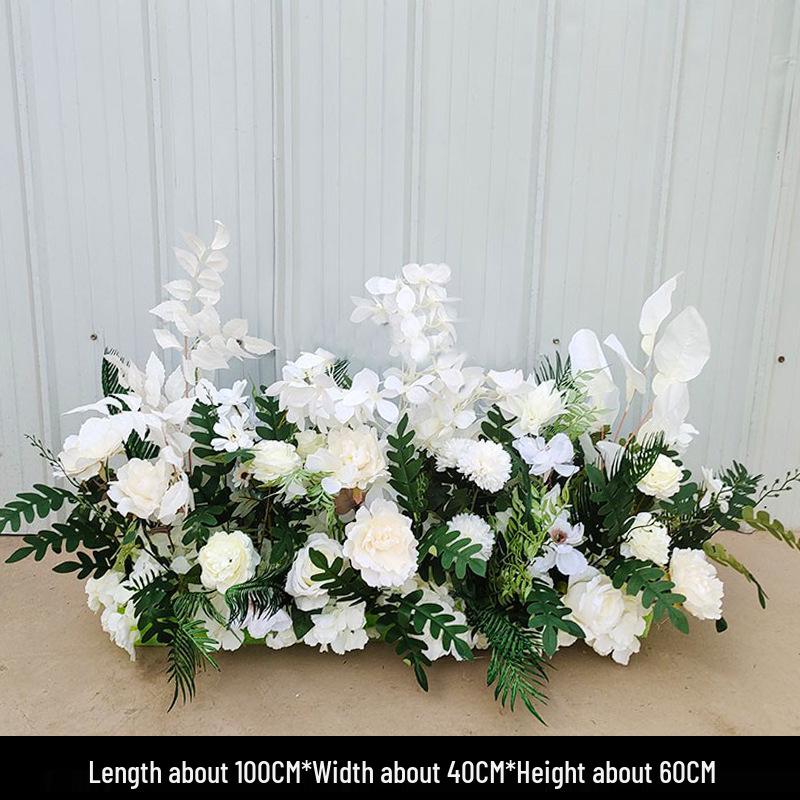 Red Floral Wedding Stage Backdrop with Artificial Flower Rows