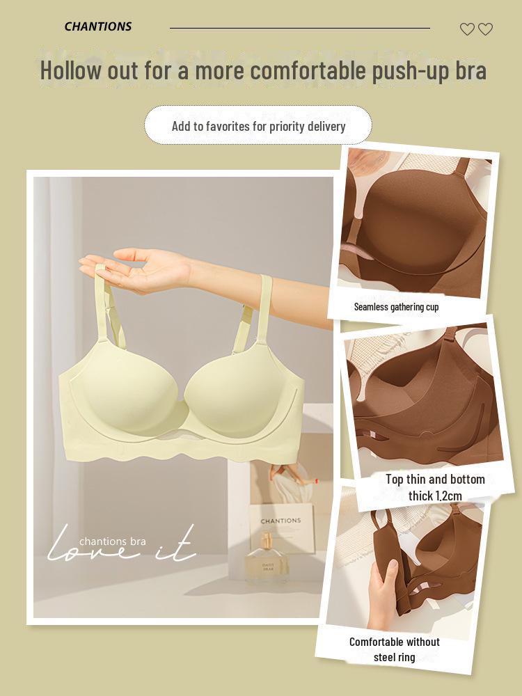 Seamless Lifting Bra for Small Busts - Smooth, Gathered Fit, Wireless, Anti-Sag Design