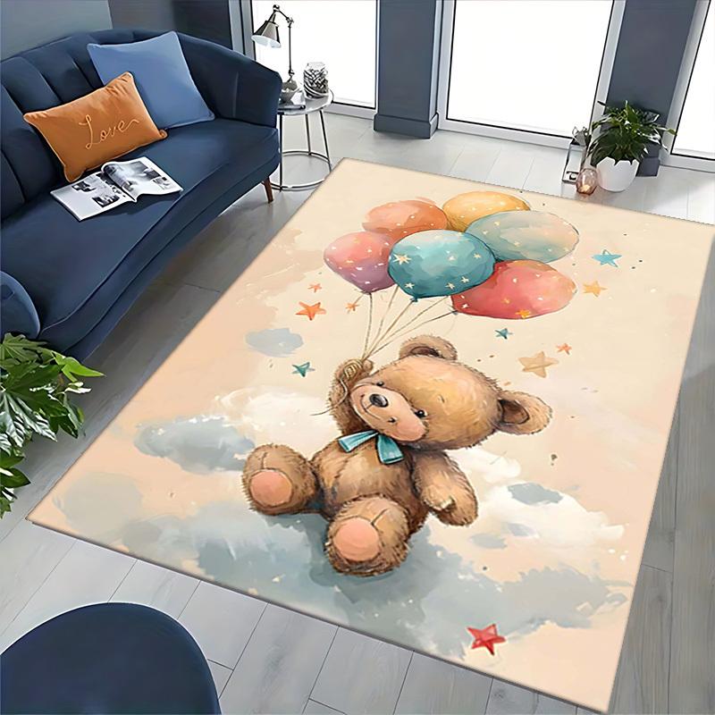 1pc Teddy Bear Balloons Chair Mat - Anime Cartoon Design, Non-Slip Carpet for Office Chairs, Suitable for All Seasons, Perfect Gift for Holidays and H