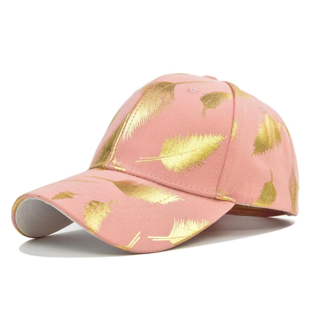 New Gold Leaf Print Baseball Cap Korean Style Gold Foil Baseball Cap Student Duck Tongue Cap Round Top Sun Hat Wholesale