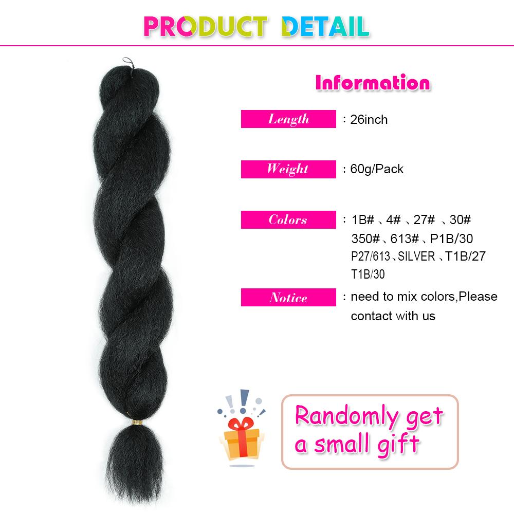 Synthetic Vixen Crochet Hair 26Inch Kinky Straight Braiding Hair Extensions Fluffy Jumbo Braids Afro Kinky Curly Vixen Bulk Hair