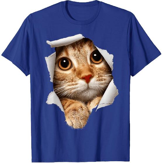Funny Orange Cat Lady Cute Kitten Torn Cloth Cats Lover T-Shirt
