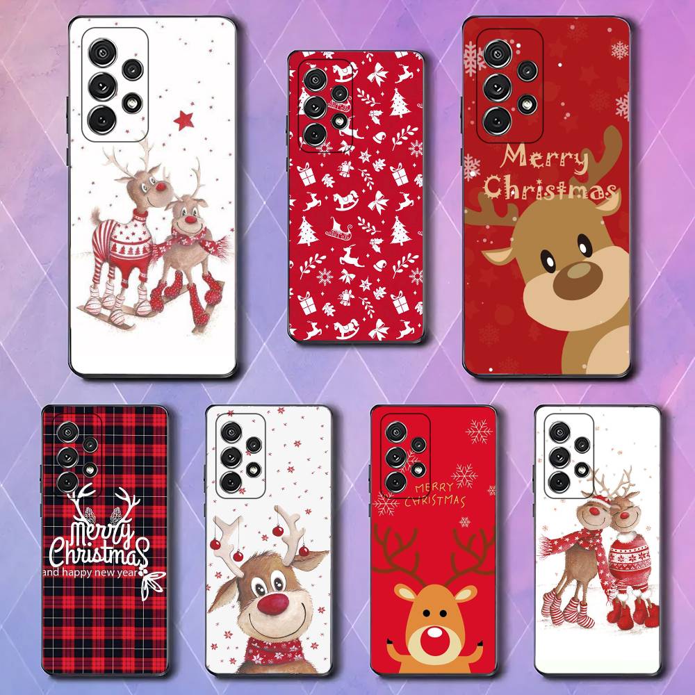Christmas Deer For Samsung Galaxy S23 S24 S25 Ultra S22 Plus S21 Black Soft Case Waterproof Soft Case