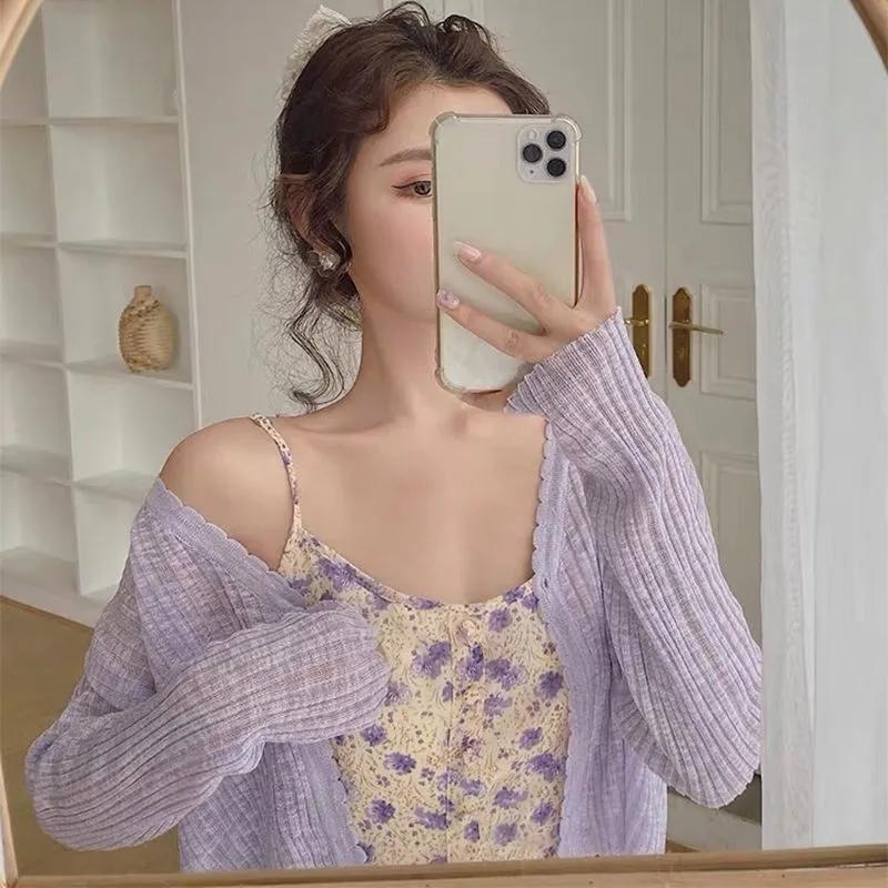 Shrugs Women Candy Color Sweet All-match Cape Elegant Long Sleeve Bolero Sun Shading Cardigan Cropped Shawls Chic Outwear