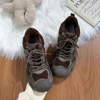 2025 новая осень и зима толстая подошва нескользящие теплые с начесом утолщенные высокие хлопковые ботинки универсальные спортивные холодостойкие папины кроссовки