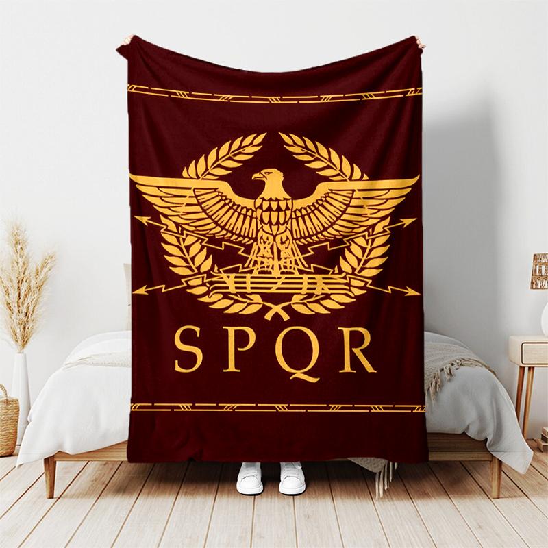 1pc Blanket SPQR Roman Eagle Print Design, Lightweight Blanket for Sofa, Bed- Soft &Warm, Gift for All Seasons like Christmas, Halloween