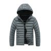 Lightweight Ribs and Cotton Coat for Men In Winter Solid Color Slim Fit Removable Hat Thickened Hooded Top Coat for Men