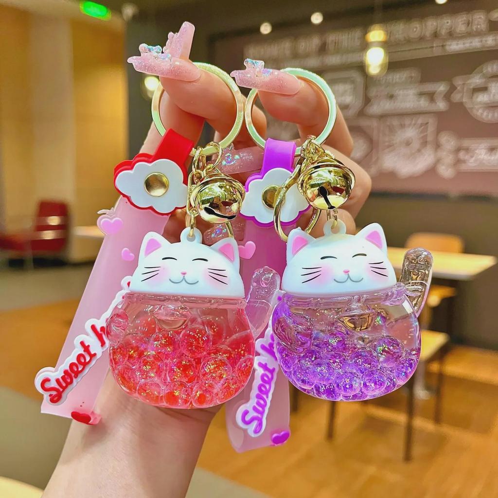 Брелок-подвеска Lucky Cat Quicksand с масляным наполнением - милый маленький подарок