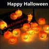 Светодиодные тыквенные гирлянды на Хэллоуин, украшения для дома и улицы, мерцающие, 10 шт., оранжевый свет 5 футов/10 футов